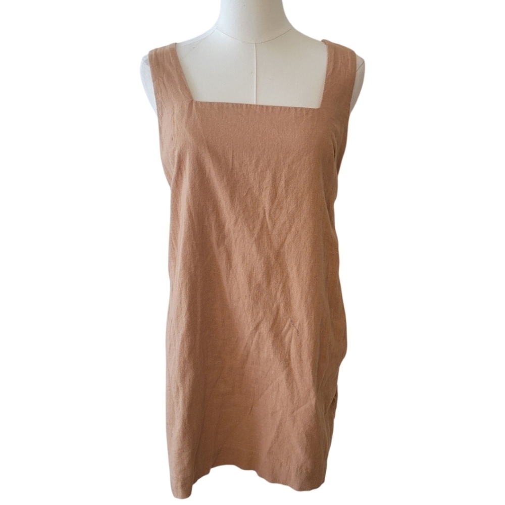 Abercrombie & Fitch Brown Sleeveless Linen Blend Jumper Mini Dress Size Small